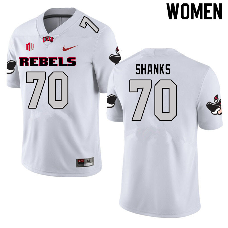 Women #70 Tiger Shanks UNLV Rebels College Football Jerseys Sale-White - Click Image to Close